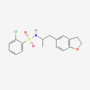molecular formula C17H18ClNO3S B2550864 2-chloro-N-(1-(2,3-dihydrobenzofuran-5-yl)propan-2-yl)benzenesulfonamide CAS No. 2034350-35-9