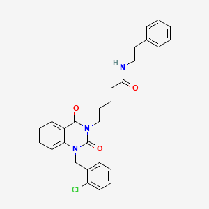 molecular formula C28H28ClN3O3 B2550866 5-[1-(2-chlorobenzyl)-2,4-dioxo-1,4-dihydroquinazolin-3(2H)-yl]-N-(2-phenylethyl)pentanamide CAS No. 866014-72-4