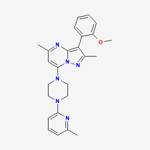 molecular formula C25H28N6O B2550867 3-(2-甲氧基苯基)-2,5-二甲基-7-(4-(6-甲基吡啶-2-基)哌嗪-1-基)吡唑并[1,5-a]嘧啶 CAS No. 902316-21-6