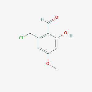 molecular formula C9H9ClO3 B2550869 2-(クロロメチル)-6-ヒドロキシ-4-メトキシベンズアルデヒド CAS No. 2227104-35-8