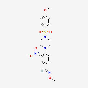 molecular formula C19H22N4O6S B2550876 4-{4-[(4-methoxyphenyl)sulfonyl]piperazino}-3-nitrobenzenecarbaldehyde O-methyloxime CAS No. 383147-31-7