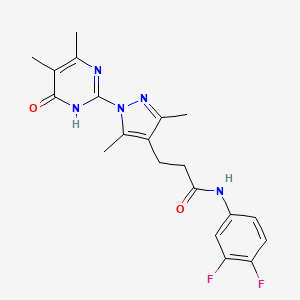 molecular formula C20H21F2N5O2 B2550877 N-(3,4-difluorophenyl)-3-(1-(4,5-dimethyl-6-oxo-1,6-dihydropyrimidin-2-yl)-3,5-dimethyl-1H-pyrazol-4-yl)propanamide CAS No. 1172350-82-1