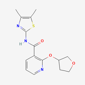 molecular formula C15H17N3O3S B2550880 N-(4,5-dimethylthiazol-2-yl)-2-((tetrahydrofuran-3-yl)oxy)nicotinamide CAS No. 2034272-26-7