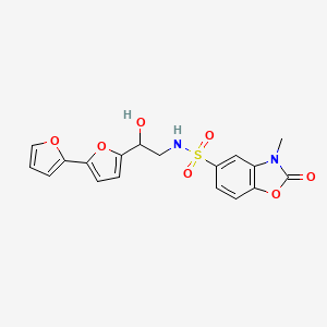 molecular formula C18H16N2O7S B2550884 N-(2-{[2,2'-bifuran]-5-yl}-2-hydroxyethyl)-3-methyl-2-oxo-2,3-dihydro-1,3-benzoxazole-5-sulfonamide CAS No. 2319849-86-8