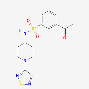 molecular formula C15H18N4O3S2 B2550886 3-acetyl-N-[1-(1,2,5-thiadiazol-3-yl)piperidin-4-yl]benzene-1-sulfonamide CAS No. 2034379-97-8