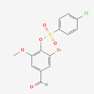 molecular formula C14H10BrClO5S B2550899 2-Bromo-4-formyl-6-methoxyphenyl 4-chlorobenzenesulfonate CAS No. 431994-66-0