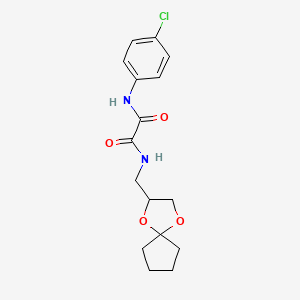 molecular formula C16H19ClN2O4 B2550900 N1-(1,4-二氧杂螺[4.4]壬-2-基甲基)-N2-(4-氯苯基)草酰胺 CAS No. 899963-16-7