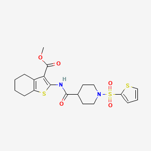 molecular formula C20H24N2O5S3 B2550902 Methyl 2-(1-(thiophen-2-ylsulfonyl)piperidine-4-carboxamido)-4,5,6,7-tetrahydrobenzo[b]thiophene-3-carboxylate CAS No. 923000-93-5