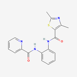 molecular formula C18H16N4O2S B2550904 2,4-ジメチル-N-(2-(ピコリナミド)フェニル)チアゾール-5-カルボキサミド CAS No. 1206990-77-3