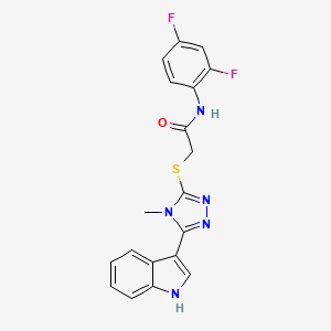 molecular formula C19H15F2N5OS B2550910 2-((5-(1H-indol-3-yl)-4-methyl-4H-1,2,4-triazol-3-yl)thio)-N-(2,4-difluorophenyl)acetamide CAS No. 852142-90-6