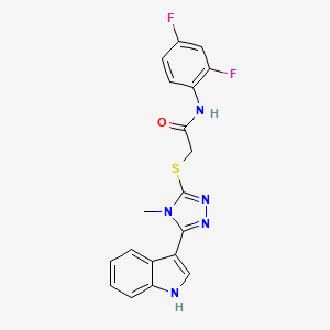 molecular formula C19H15F2N5OS B2550910 2-((5-(1H-吲哚-3-基)-4-甲基-4H-1,2,4-三唑-3-基)硫代)-N-(2,4-二氟苯基)乙酰胺 CAS No. 852142-90-6