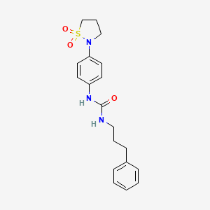 molecular formula C19H23N3O3S B2550914 1-(4-(1,1-Dioxidoisothiazolidin-2-yl)phenyl)-3-(3-phenylpropyl)urea CAS No. 1203080-36-7