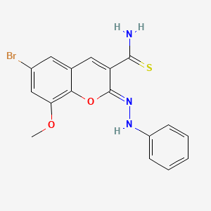 molecular formula C17H14BrN3O2S B2550933 (Z)-6-溴-8-甲氧基-2-(2-苯基腙)-2H-色烯-3-硫代氨基甲酰胺 CAS No. 1798974-60-3