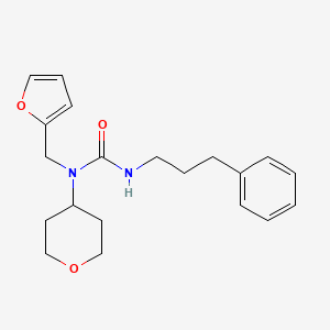 molecular formula C20H26N2O3 B2550936 1-(呋喃-2-基甲基)-3-(3-苯基丙基)-1-(四氢-2H-吡喃-4-基)脲 CAS No. 1448060-41-0