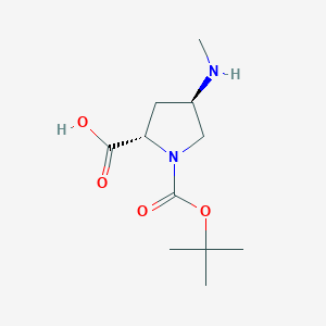 molecular formula C11H20N2O4 B2550939 (2S,4R)-1-[(tert-butoxy)carbonyl]-4-(methylamino)pyrrolidine-2-carboxylic acid CAS No. 1932481-67-8
