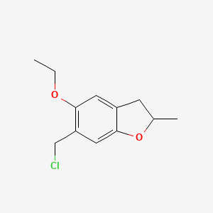 molecular formula C12H15ClO2 B2550952 6-(Chloromethyl)-5-ethoxy-2-methyl-2,3-dihydro-1-benzofuran CAS No. 877977-41-8