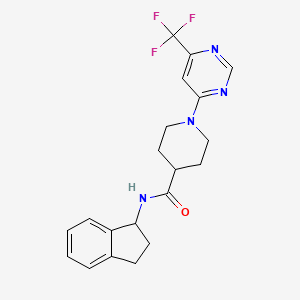 molecular formula C20H21F3N4O B2550959 N-(2,3-dihydro-1H-inden-1-yl)-1-[6-(trifluoromethyl)pyrimidin-4-yl]piperidine-4-carboxamide CAS No. 1775537-92-2