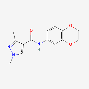 molecular formula C14H15N3O3 B2550961 N-(2,3-二氢-1,4-苯并二氧杂环己-6-基)-1,3-二甲基吡唑-4-甲酰胺 CAS No. 515177-37-4