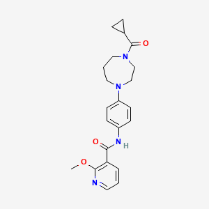 molecular formula C22H26N4O3 B2550969 N-(4-(4-(环丙烷羰基)-1,4-二氮杂环戊烷-1-基)苯基)-2-甲氧基烟酰胺 CAS No. 1226431-09-9