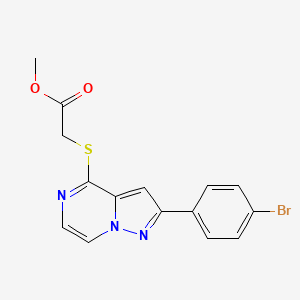 molecular formula C15H12BrN3O2S B2550971 Methyl {[2-(4-bromophenyl)pyrazolo[1,5-a]pyrazin-4-yl]thio}acetate CAS No. 1243011-29-1