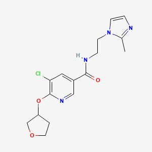 molecular formula C16H19ClN4O3 B2550973 5-chloro-N-(2-(2-methyl-1H-imidazol-1-yl)ethyl)-6-((tetrahydrofuran-3-yl)oxy)nicotinamide CAS No. 1903012-48-5