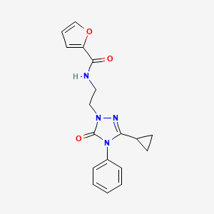 molecular formula C18H18N4O3 B2550979 N-(2-(3-cyclopropyl-5-oxo-4-phenyl-4,5-dihydro-1H-1,2,4-triazol-1-yl)ethyl)furan-2-carboxamide CAS No. 1396807-94-5