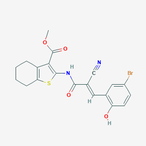 molecular formula C20H17BrN2O4S B255098 Methyl 2-{[3-(5-bromo-2-hydroxyphenyl)-2-cyanoacryloyl]amino}-4,5,6,7-tetrahydro-1-benzothiophene-3-carboxylate 