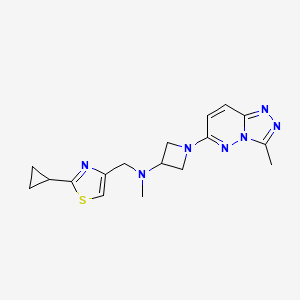 molecular formula C17H21N7S B2551004 N-[(2-Cyclopropyl-1,3-thiazol-4-yl)methyl]-N-methyl-1-{3-methyl-[1,2,4]triazolo[4,3-b]pyridazin-6-yl}azetidin-3-amin CAS No. 2200113-23-9