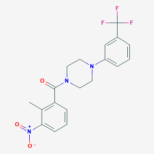 molecular formula C19H18F3N3O3 B255101 1-{3-Nitro-2-methylbenzoyl}-4-[3-(trifluoromethyl)phenyl]piperazine 