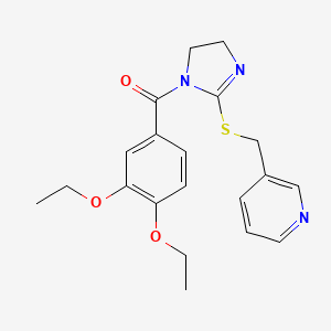 molecular formula C20H23N3O3S B2551027 (3,4-Diethoxyphenyl)-[2-(pyridin-3-ylmethylsulfanyl)-4,5-dihydroimidazol-1-yl]methanone CAS No. 851807-53-9