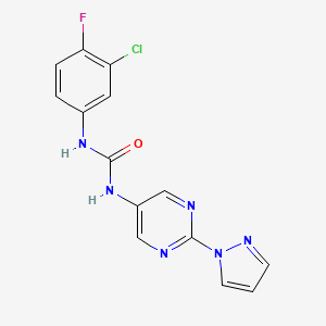 1-(2-(1H-pyrazol-1-yl)pyrimidin-5-yl)-3-(3-chloro-4-fluorophenyl)urea