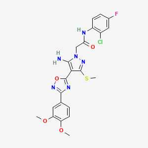 2-(5-amino-4-(3-(3,4-dimethoxyphenyl)-1,2,4-oxadiazol-5-yl)-3-(methylthio)-1H-pyrazol-1-yl)-N-(2-chloro-4-fluorophenyl)acetamide