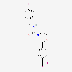 molecular formula C19H18F4N2O2 B2551055 N-(4-fluorobenzyl)-2-(4-(trifluoromethyl)phenyl)morpholine-4-carboxamide CAS No. 1396768-49-2