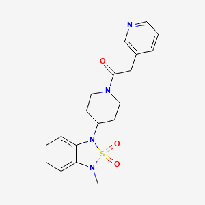 molecular formula C19H22N4O3S B2551056 1-(4-(3-methyl-2,2-dioxidobenzo[c][1,2,5]thiadiazol-1(3H)-yl)piperidin-1-yl)-2-(pyridin-3-yl)ethanone CAS No. 2034415-93-3