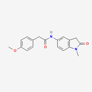 molecular formula C18H18N2O3 B2551061 2-(4-methoxyphenyl)-N-(1-methyl-2-oxoindolin-5-yl)acetamide CAS No. 921542-71-4