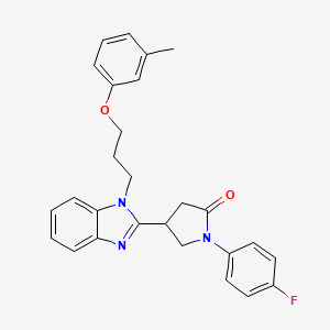 molecular formula C27H26FN3O2 B2551074 1-(4-fluorophenyl)-4-(1-(3-(m-tolyloxy)propyl)-1H-benzo[d]imidazol-2-yl)pyrrolidin-2-one CAS No. 883651-79-4