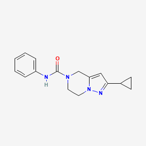 molecular formula C16H18N4O B2551076 2-cyclopropyl-N-phenyl-6,7-dihydropyrazolo[1,5-a]pyrazine-5(4H)-carboxamide CAS No. 2034418-65-8