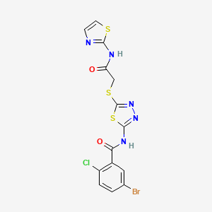 molecular formula C14H9BrClN5O2S3 B2551077 5-bromo-2-chloro-N-(5-((2-oxo-2-(thiazol-2-ylamino)ethyl)thio)-1,3,4-thiadiazol-2-yl)benzamide CAS No. 391868-60-3