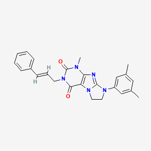 molecular formula C25H25N5O2 B2551081 8-(3,5-dimethylphenyl)-1-methyl-3-[(2E)-3-phenylprop-2-en-1-yl]-1H,2H,3H,4H,6H,7H,8H-imidazo[1,2-g]purine-2,4-dione CAS No. 872843-17-9