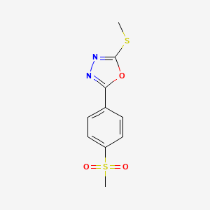 molecular formula C10H10N2O3S2 B2551085 2-(4-(Methylsulfonyl)phenyl)-5-(methylthio)-1,3,4-oxadiazole CAS No. 923694-48-8