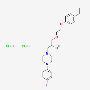 molecular formula C23H33Cl2FN2O3 B2551086 1-(2-(4-Ethylphenoxy)ethoxy)-3-(4-(4-fluorophenyl)piperazin-1-yl)propan-2-ol dihydrochloride CAS No. 1327646-95-6