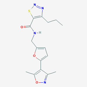molecular formula C16H18N4O3S B2551089 N-{[5-(3,5-dimethyl-1,2-oxazol-4-yl)furan-2-yl]methyl}-4-propyl-1,2,3-thiadiazole-5-carboxamide CAS No. 2415472-21-6