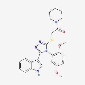 2-((4-(2,5-dimethoxyphenyl)-5-(1H-indol-3-yl)-4H-1,2,4-triazol-3-yl)thio)-1-(piperidin-1-yl)ethanone