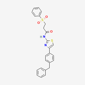 molecular formula C25H22N2O3S2 B2551105 N-(4-(4-苯甲酰苯基)噻唑-2-基)-3-(苯磺酰基)丙酰胺 CAS No. 868676-64-6