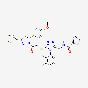 N-[[4-(2,3-dimethylphenyl)-5-[2-[3-(4-methoxyphenyl)-5-thiophen-2-yl-3,4-dihydropyrazol-2-yl]-2-oxoethyl]sulfanyl-1,2,4-triazol-3-yl]methyl]thiophene-2-carboxamide