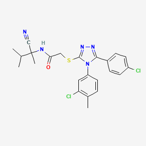 2-[[4-(3-chloro-4-methylphenyl)-5-(4-chlorophenyl)-1,2,4-triazol-3-yl]sulfanyl]-N-(2-cyano-3-methylbutan-2-yl)acetamide
