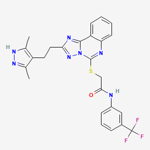 molecular formula C25H22F3N7OS B2551123 2-({2-[2-(3,5-dimethyl-1H-pyrazol-4-yl)ethyl]-[1,2,4]triazolo[1,5-c]quinazolin-5-yl}sulfanyl)-N-[3-(trifluoromethyl)phenyl]acetamide CAS No. 896698-99-0