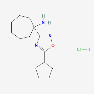 1-(5-Cyclopentyl-1,2,4-oxadiazol-3-yl)cycloheptan-1-amine hydrochloride