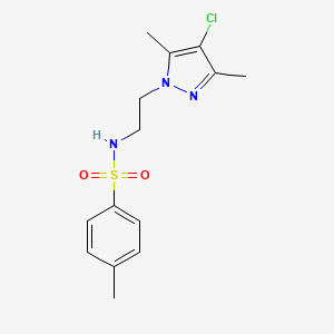 molecular formula C14H18ClN3O2S B2551127 N-(2-(4-chloro-3,5-dimethyl-1H-pyrazol-1-yl)ethyl)-4-methylbenzenesulfonamide CAS No. 1014071-78-3