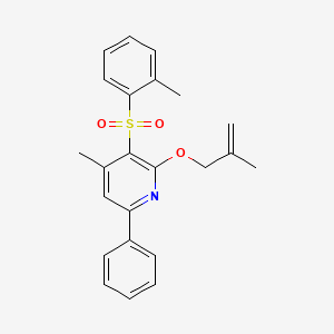 molecular formula C23H23NO3S B2551135 4-Methyl-3-[(2-methylphenyl)sulfonyl]-2-[(2-methyl-2-propenyl)oxy]-6-phenylpyridine CAS No. 344278-79-1